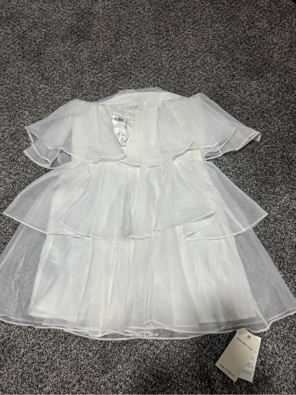 Abercrombie Strapless White Layered Ruffle Mini Dress NWT - Picture 5 of 7